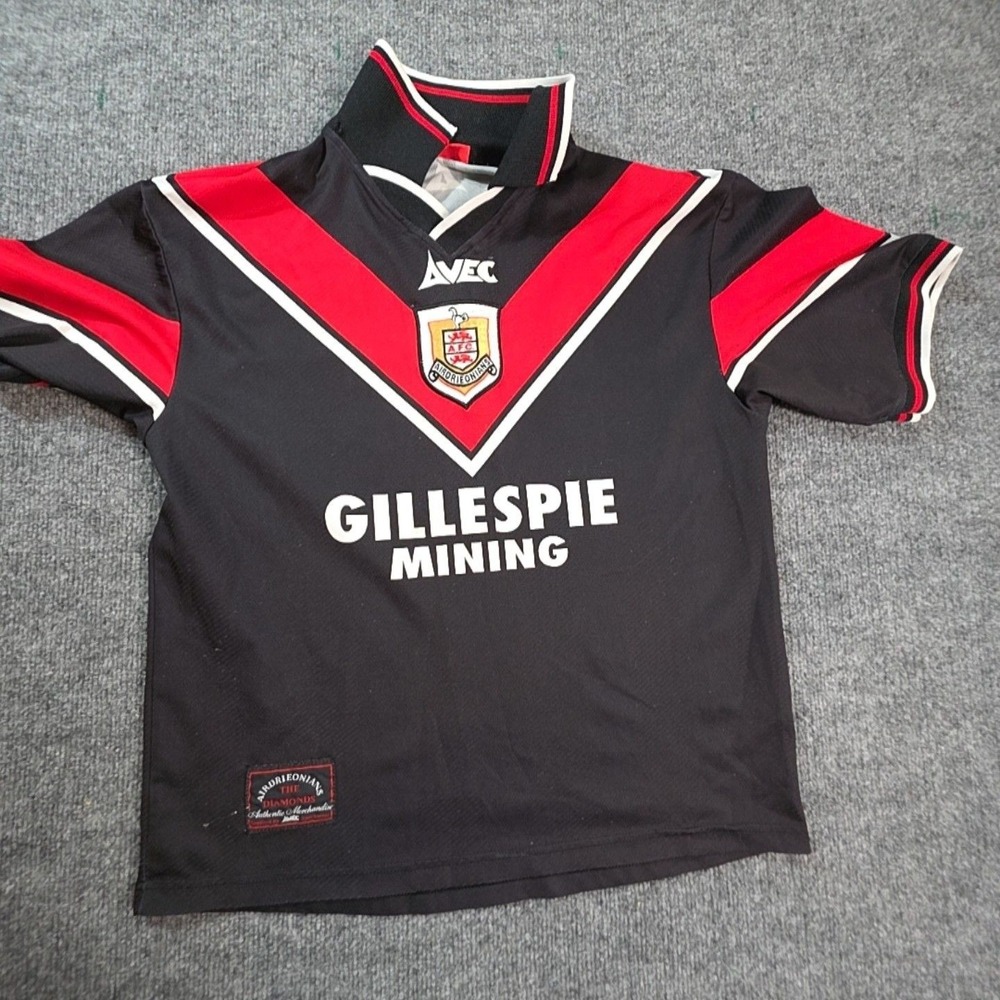 Avec Jersey Boys Small Black Soccer Football Gillespie Mining Sponsor Shirt